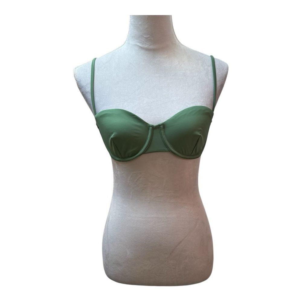 NEW J.Crew Green Underwire Balconette Bikini Top 34C Minimalist Boho